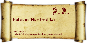 Hohman Marinetta névjegykártya